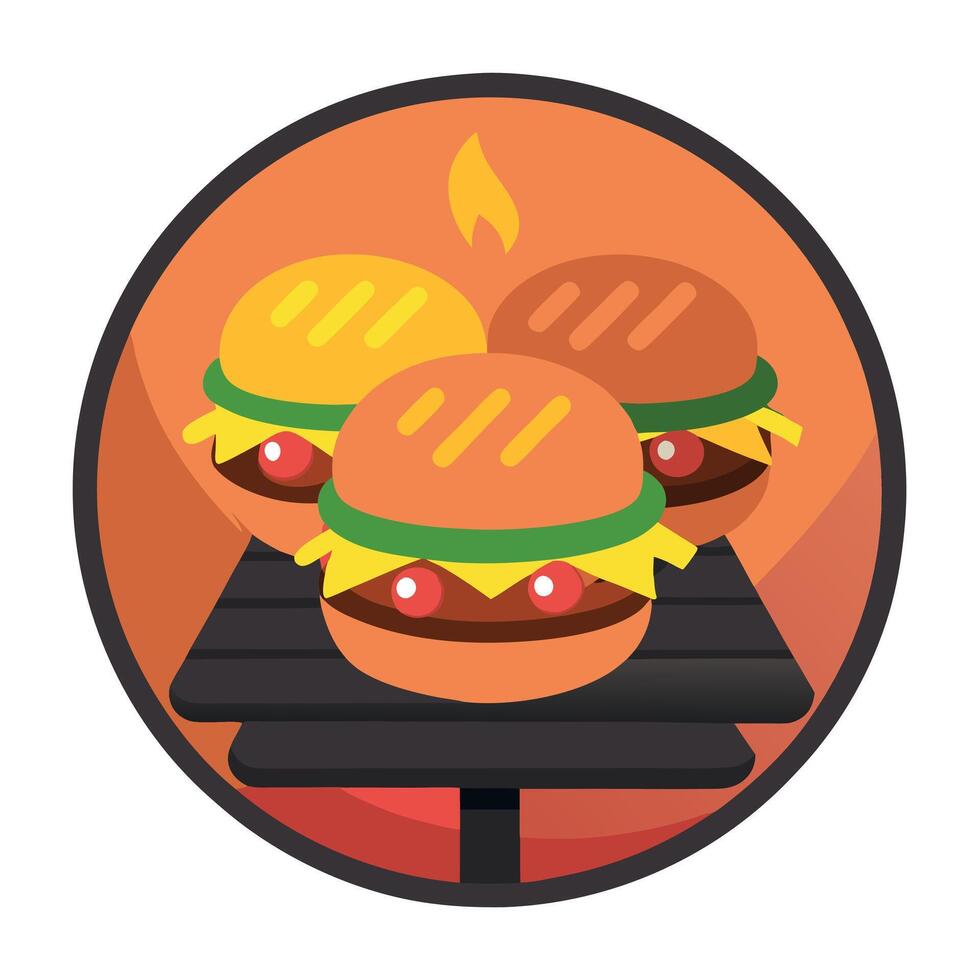 Hamburgers on a grill vector
