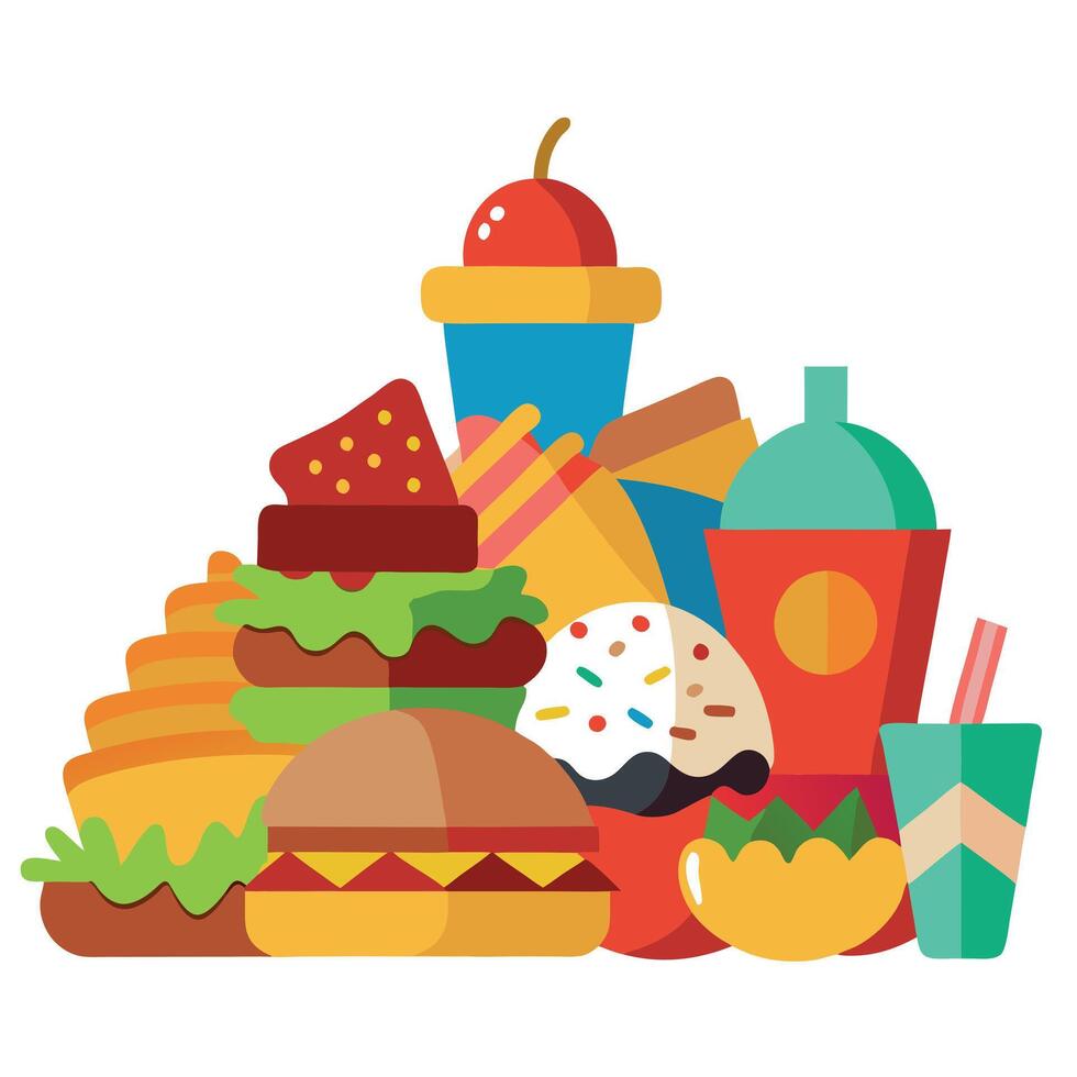 Pile of junk food isloated vector