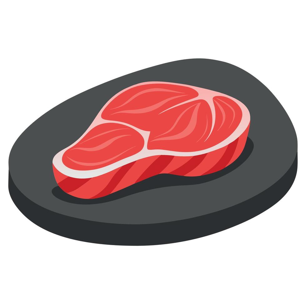 Beef steak on slate plate. vector