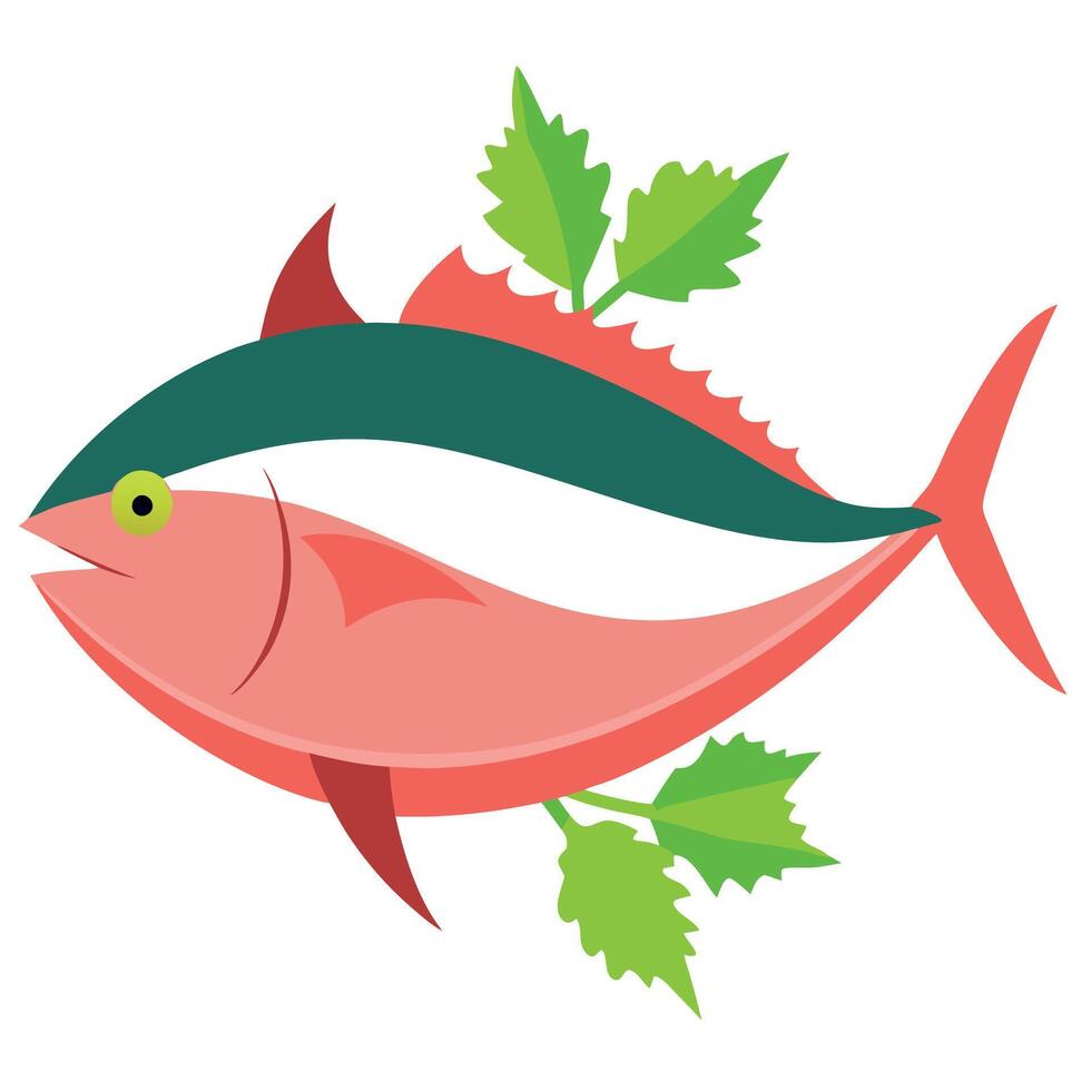 Raw Tuna Fish. Parsley vector