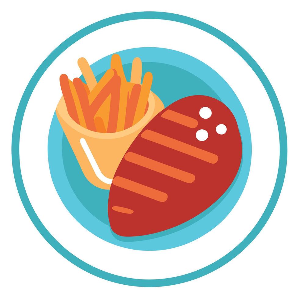 A plate of steak and fries vector