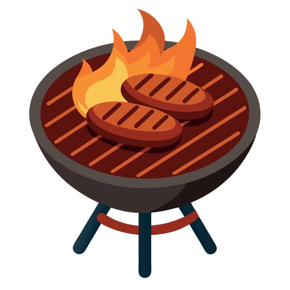 Grilled meat on the grill vector