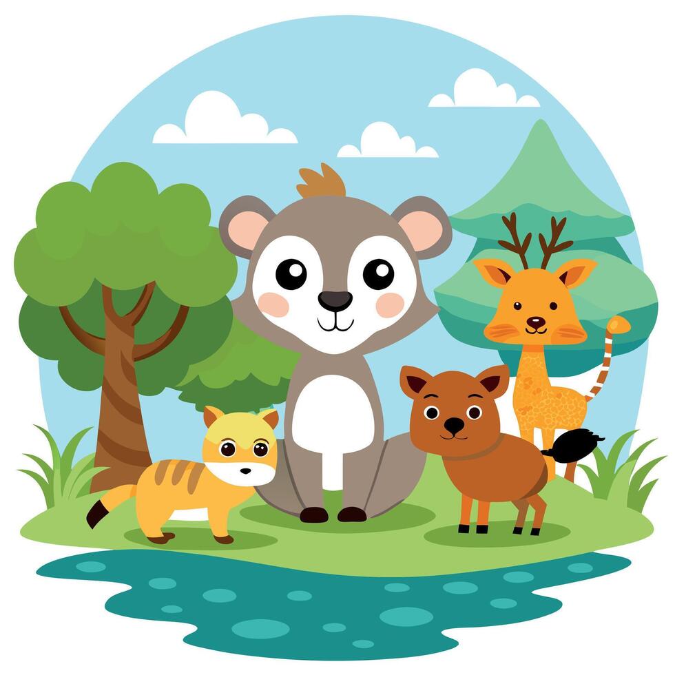 Cartoon animal background vector