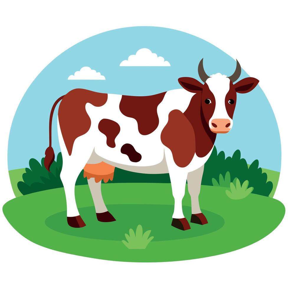 A beautiful cow on a meadow vector