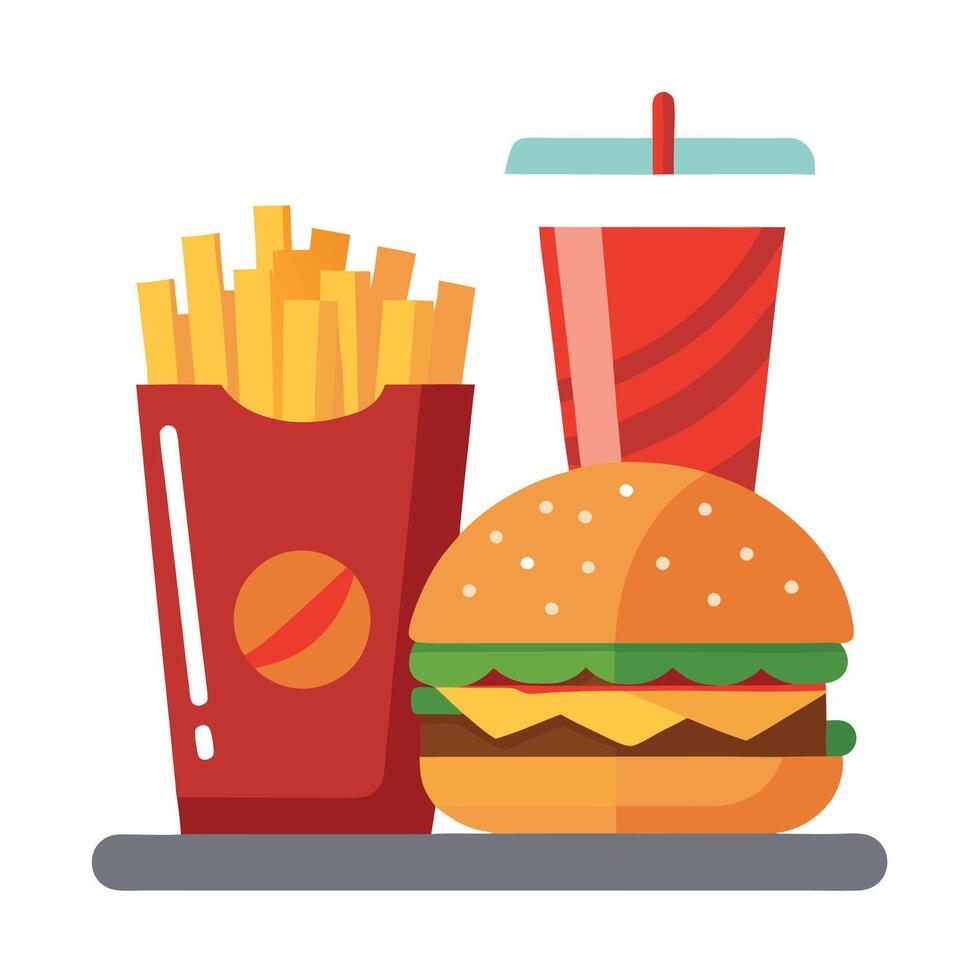 Hamburger. cola and fries vector