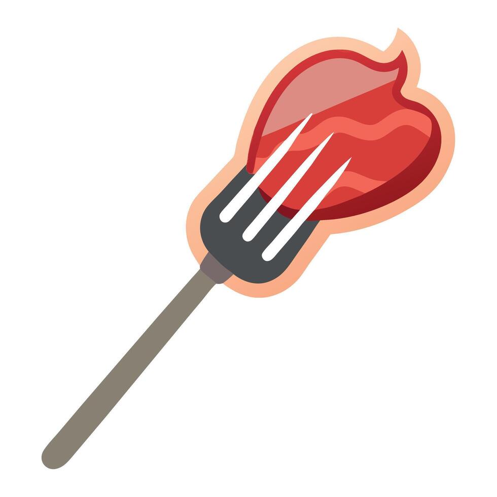 A piece of steak on a fork vector