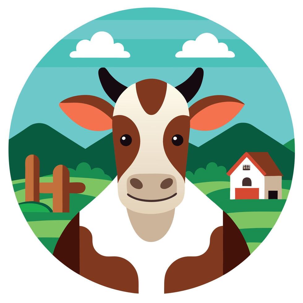 Portrait of a cow at farm vector