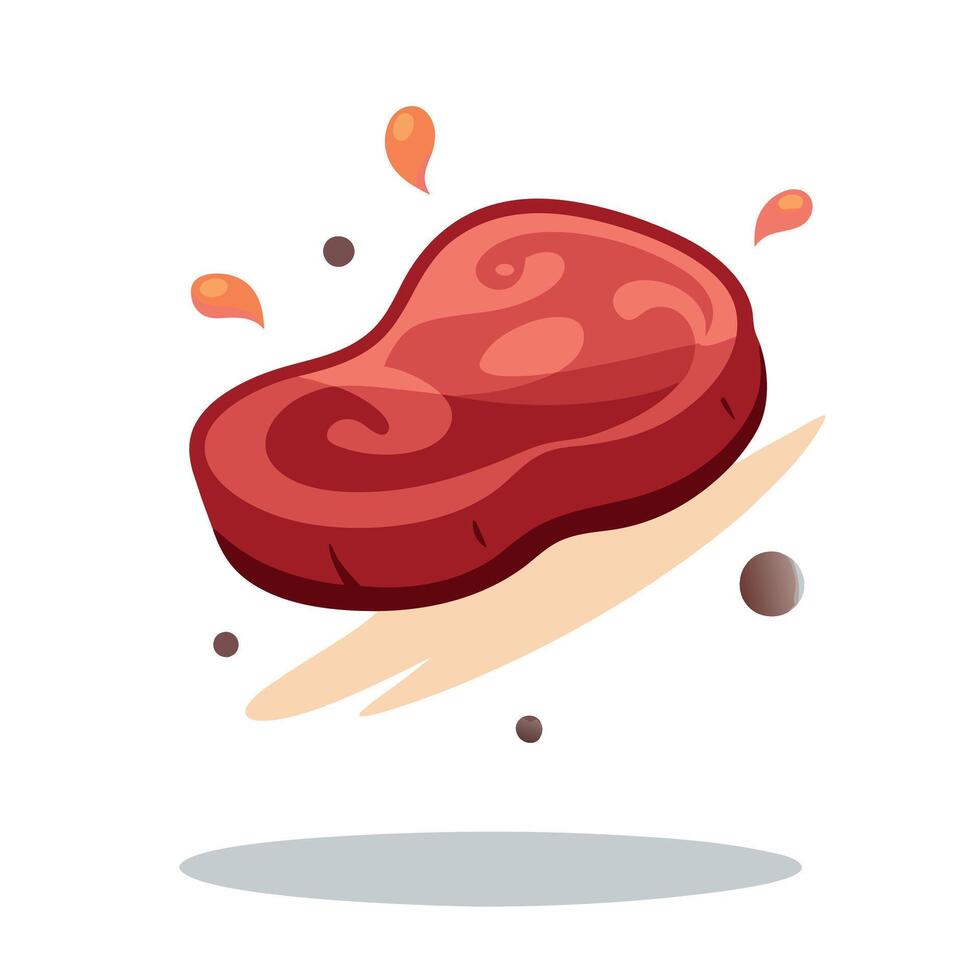 Beef steak flying the air. vector