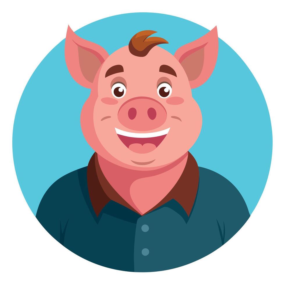 Portrait of a pig smiling vector