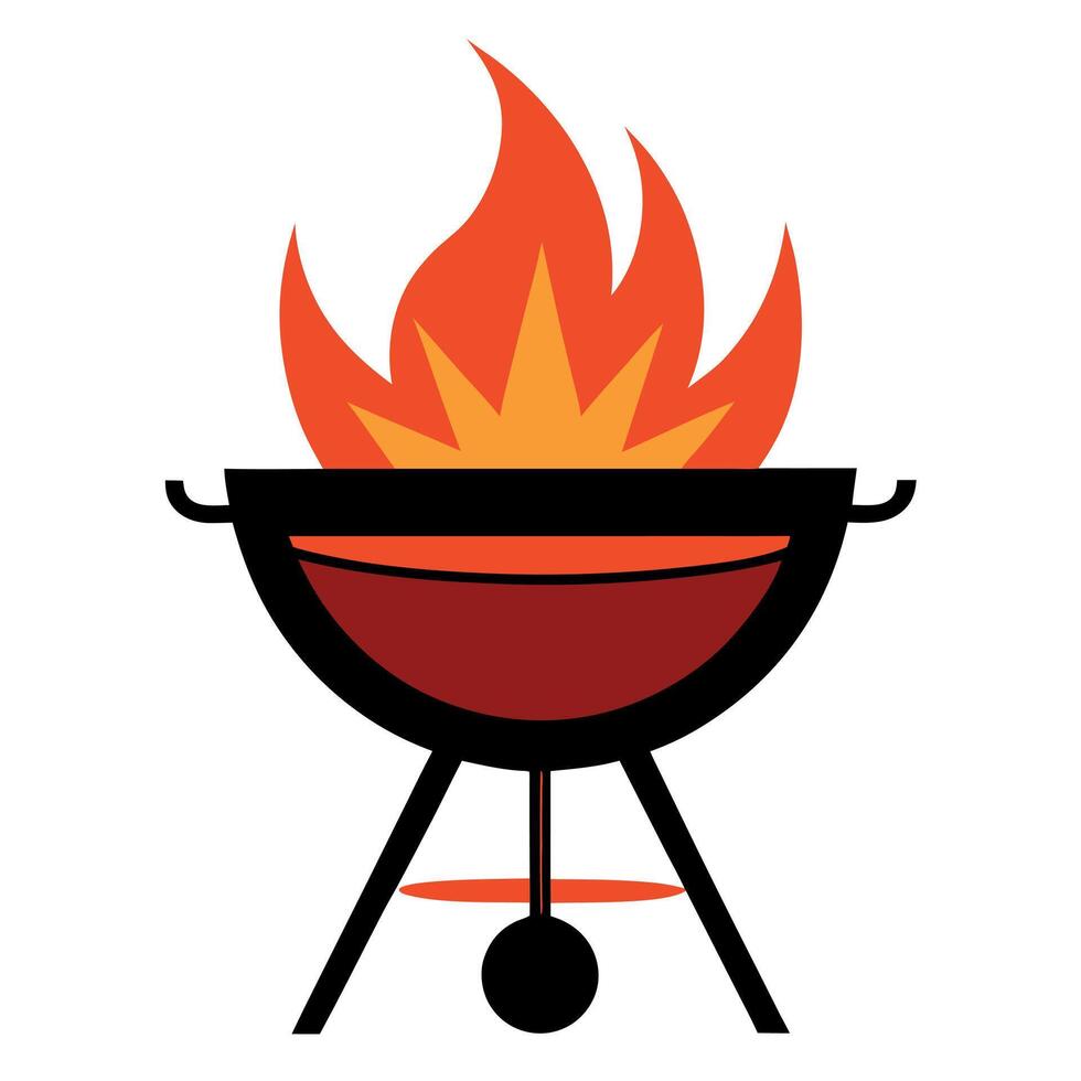 Barbecue grill on the fire vector