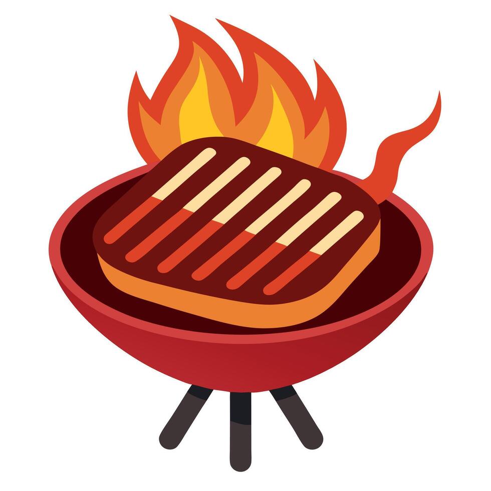 Steak cooked on the grill vector