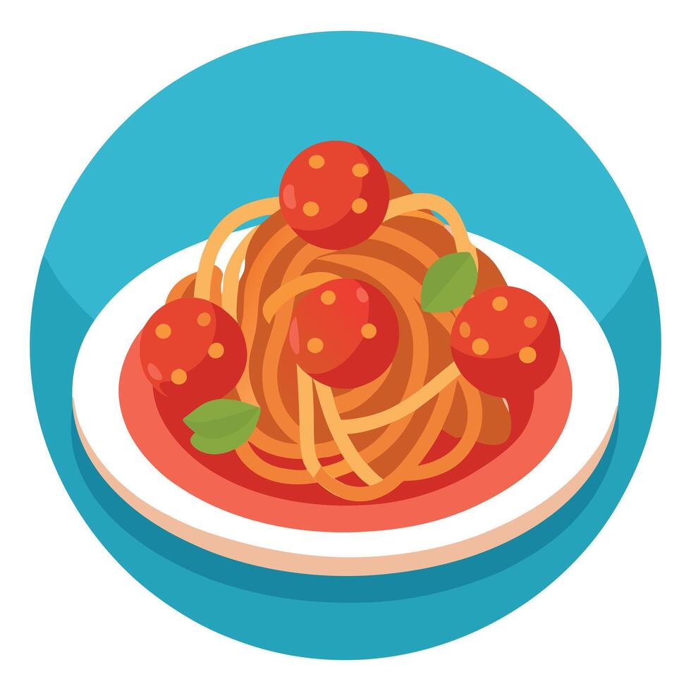 Spaghetti with meatballs vector