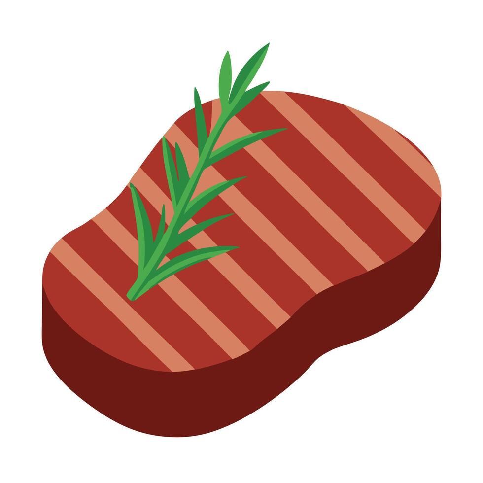 Grilled steak with rosemary vector