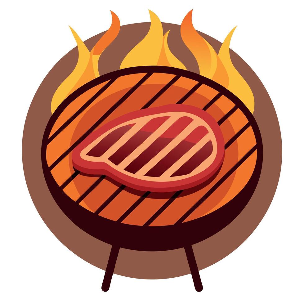 Grilled steak on the grill. vector