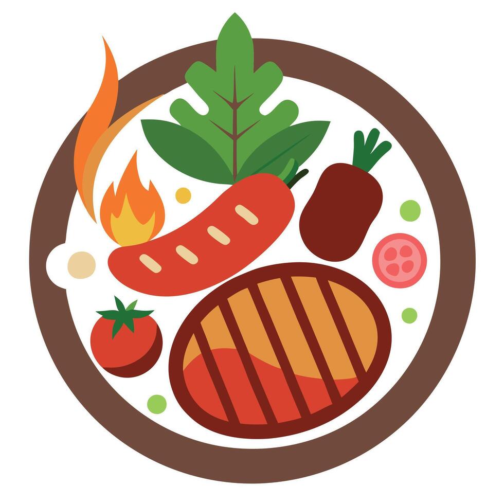 Grilled meat and vegetables vector