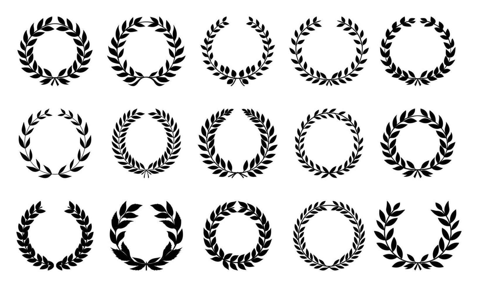 Laurel wreaths illustration set. Laurel wreaths isolated on white background vector