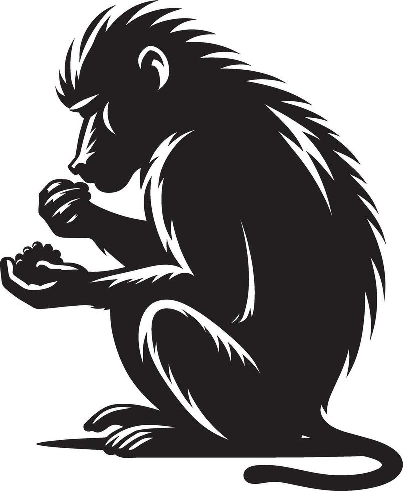 Baboon Monkey Animal Figure Silhouette on White Background vector