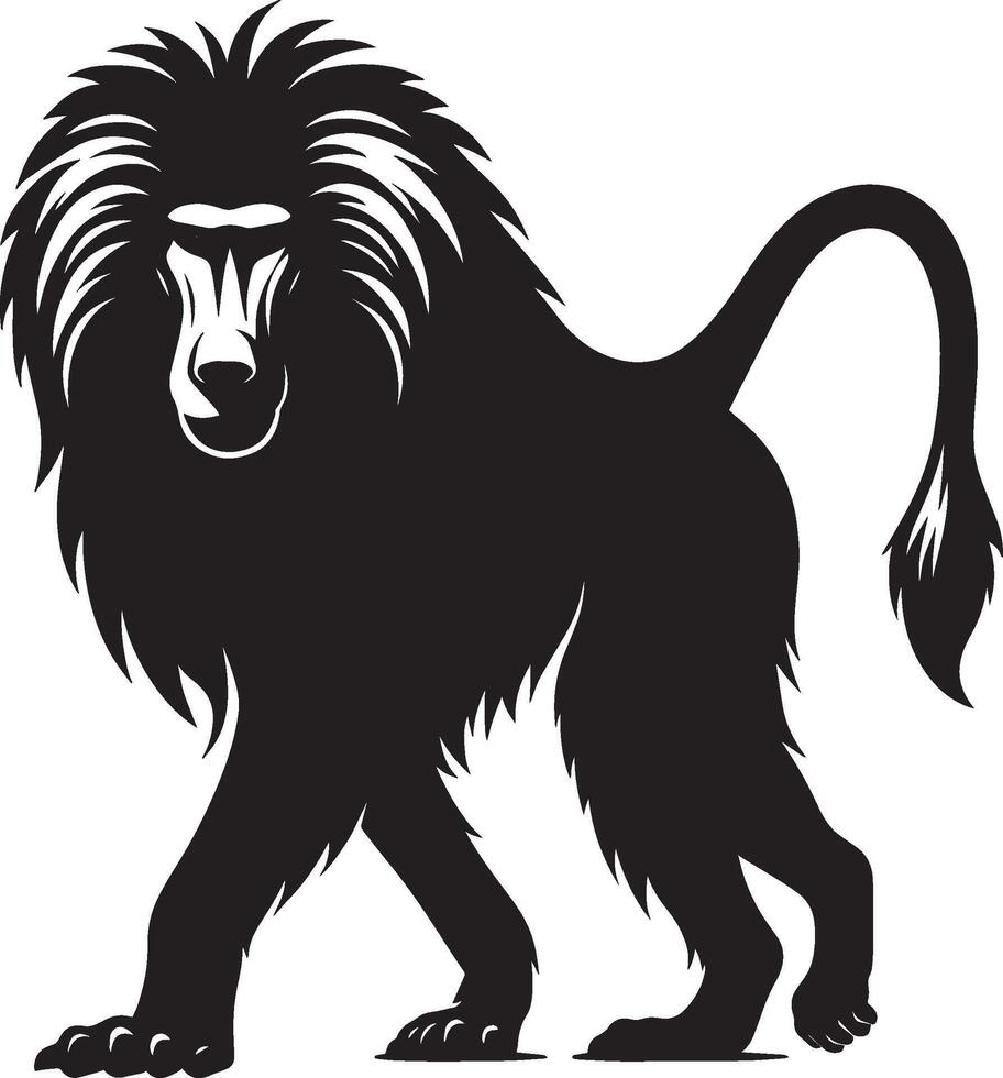 Baboon Monkey Animal Silhouette Clean on White vector