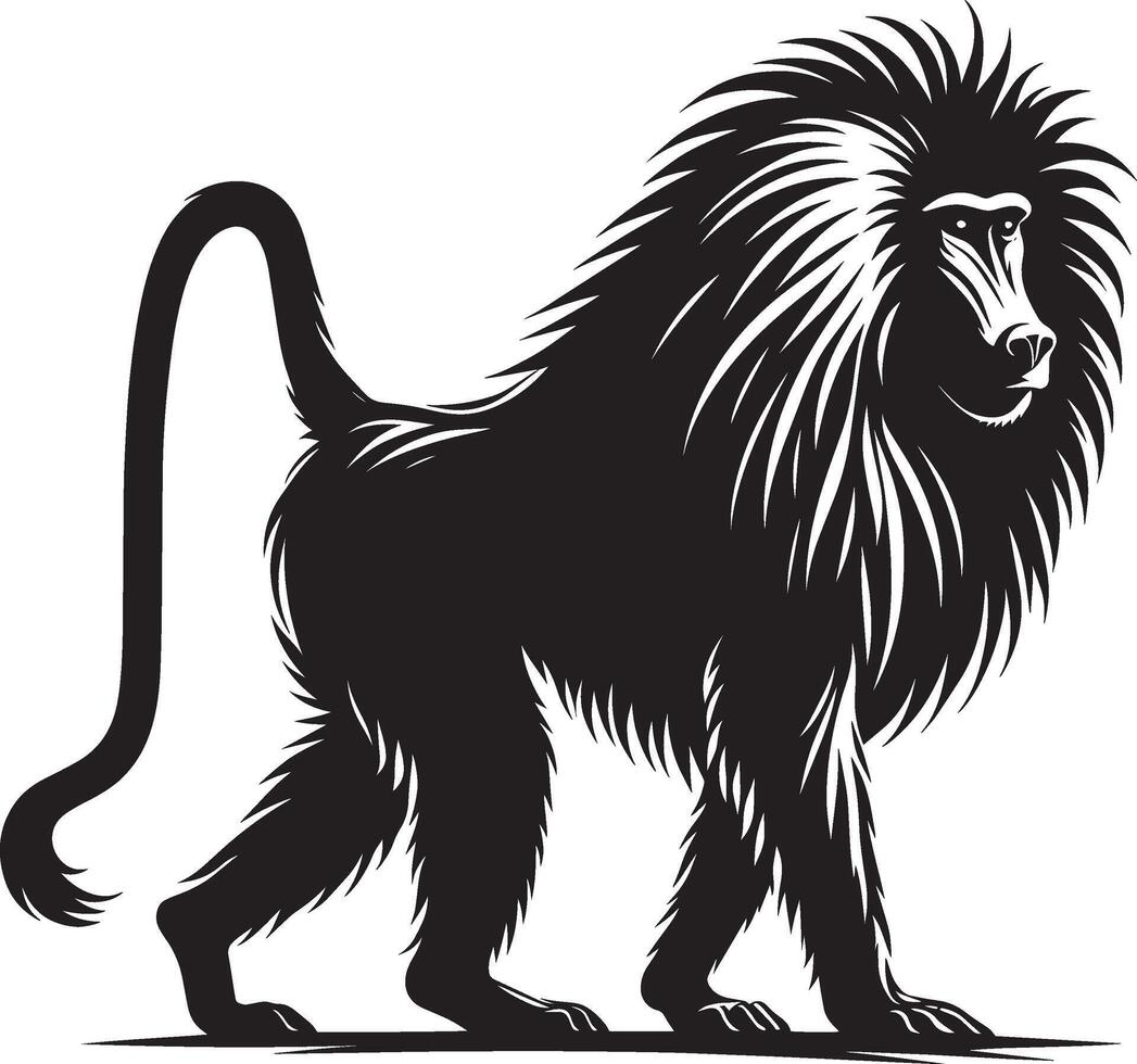Baboon Monkey Silhouette Isolated on a Blank White Background vector
