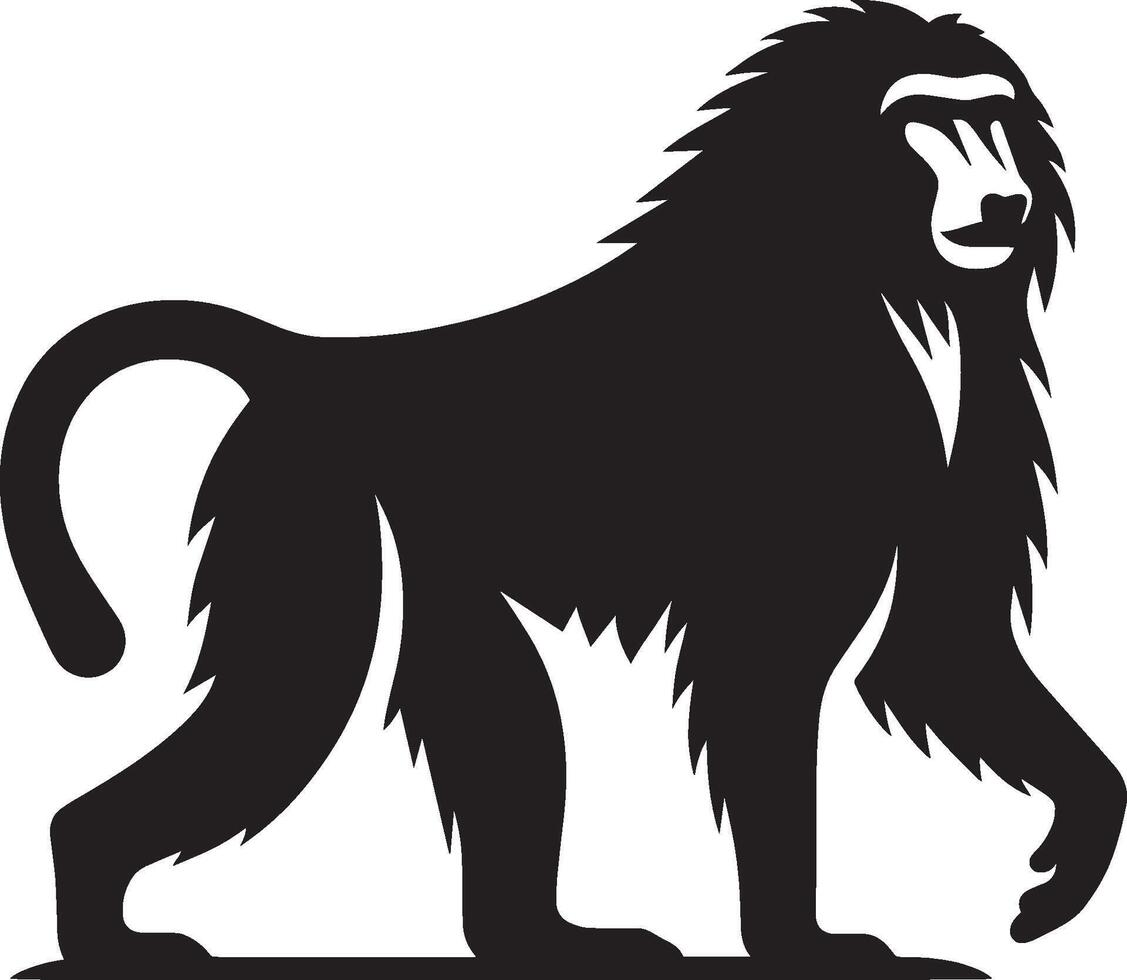 Baboon Monkey Animal Silhouette Displayed on White Background vector