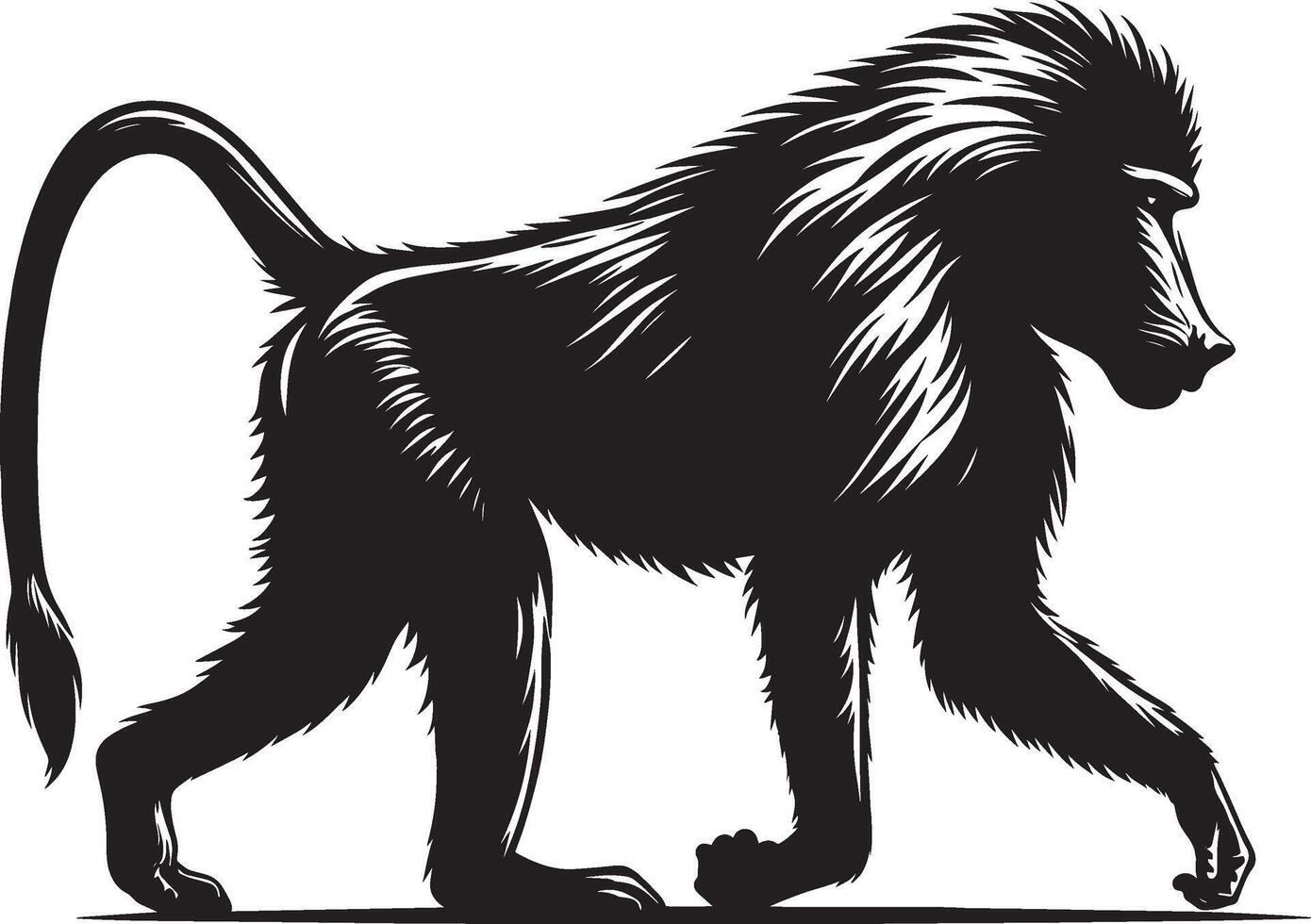 Silhouette of Animal Baboon Monkey Isolated on White Background vector