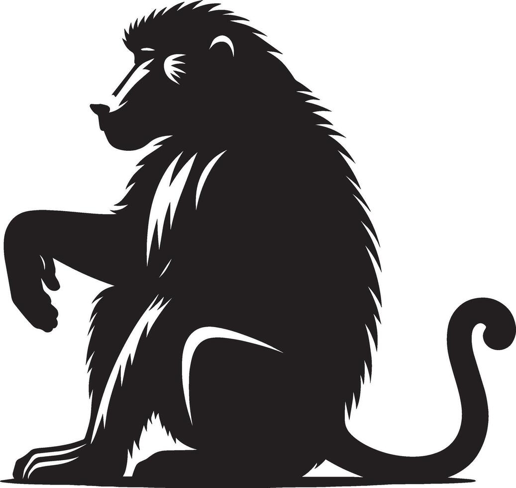 Animal Silhouette Baboon Monkey Isolated on White vector