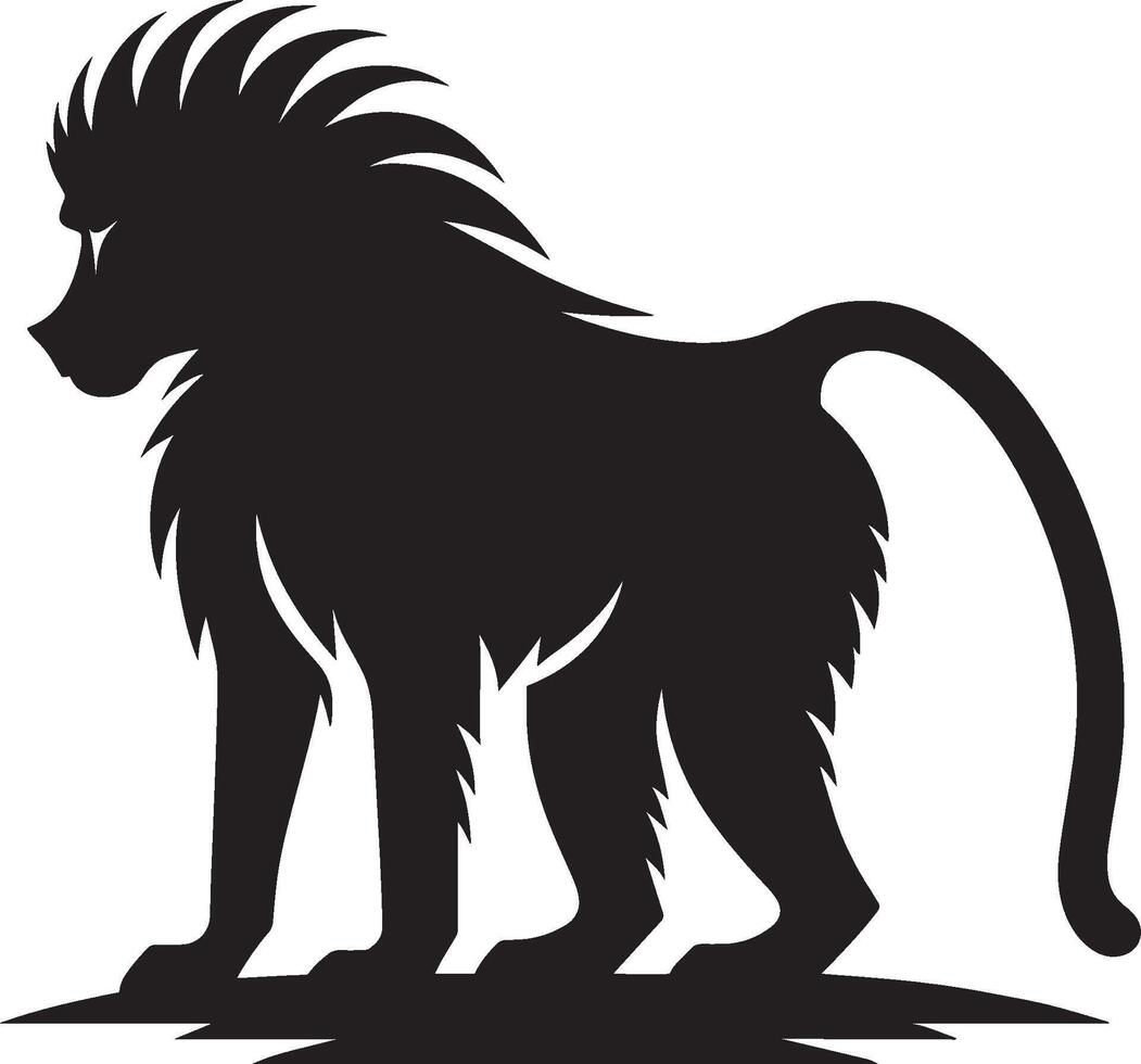 White Background Silhouette of Baboon Monkey Animal vector