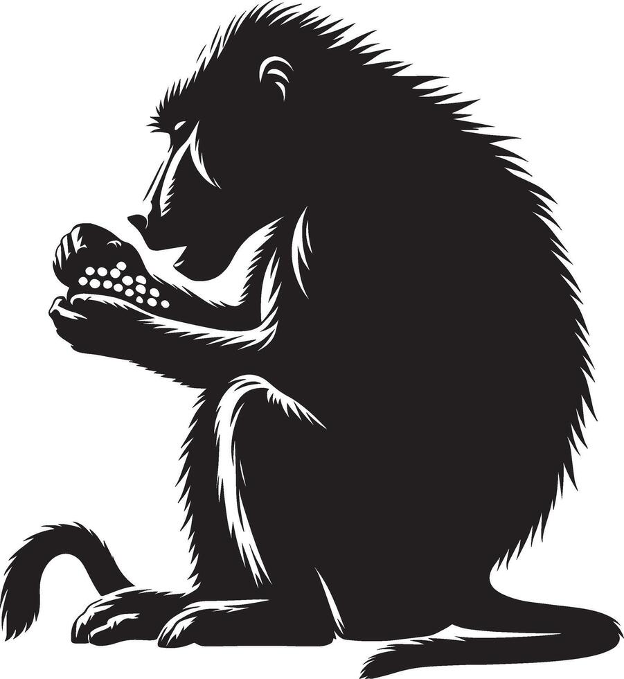 Silhouette Baboon Animal Isolated on White Background vector