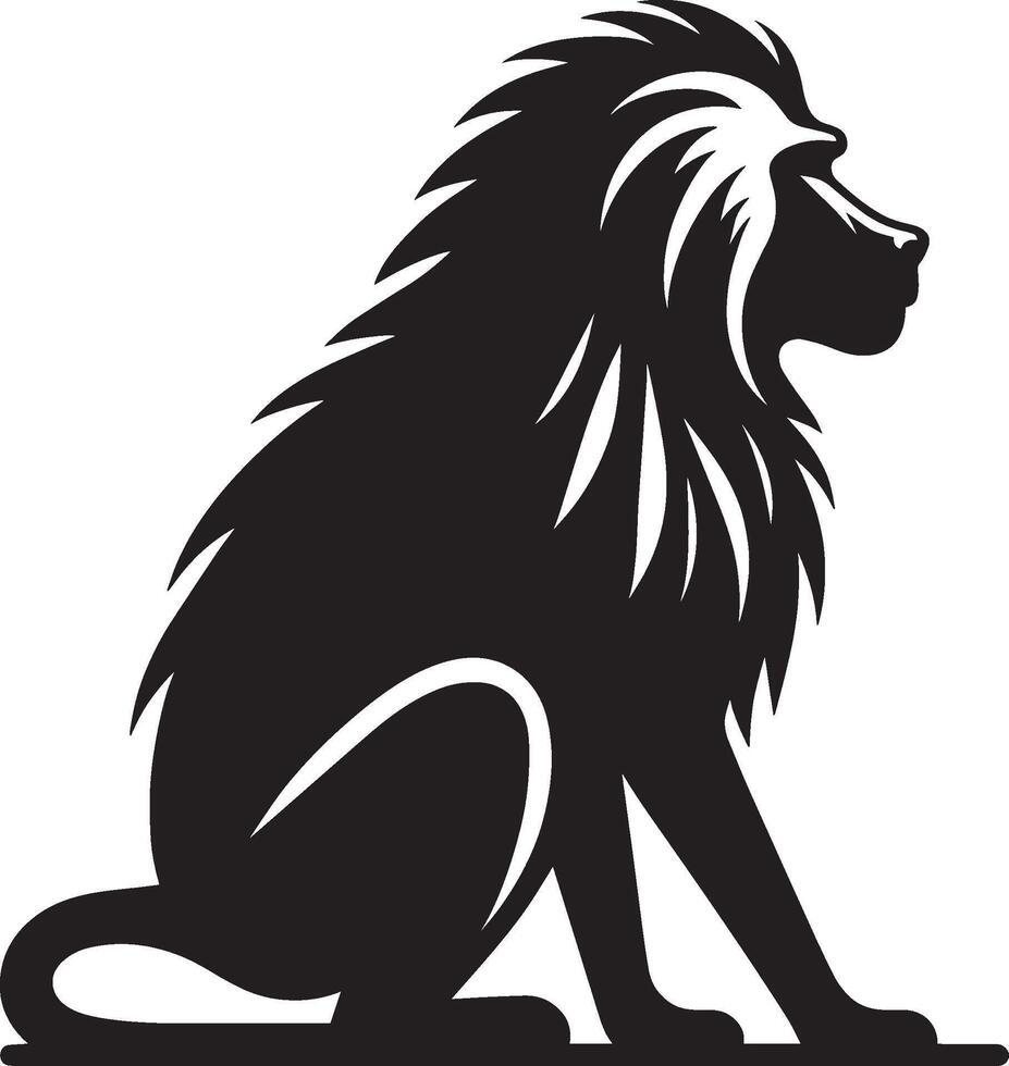 Silhouette of Baboon Animal on White Background vector