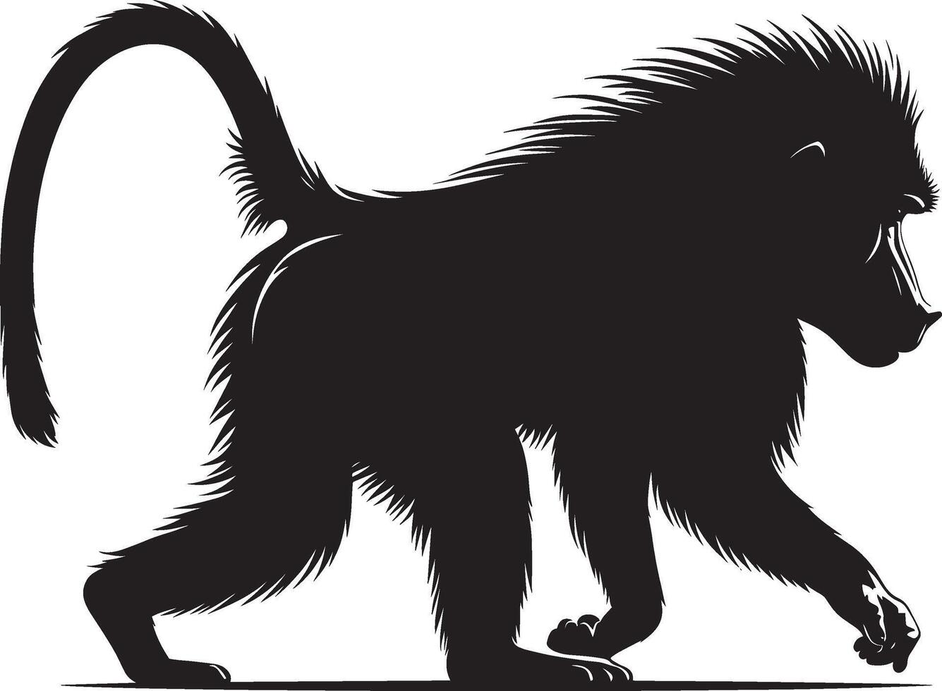 Animal Baboon Monkey Silhouette on White Background vector