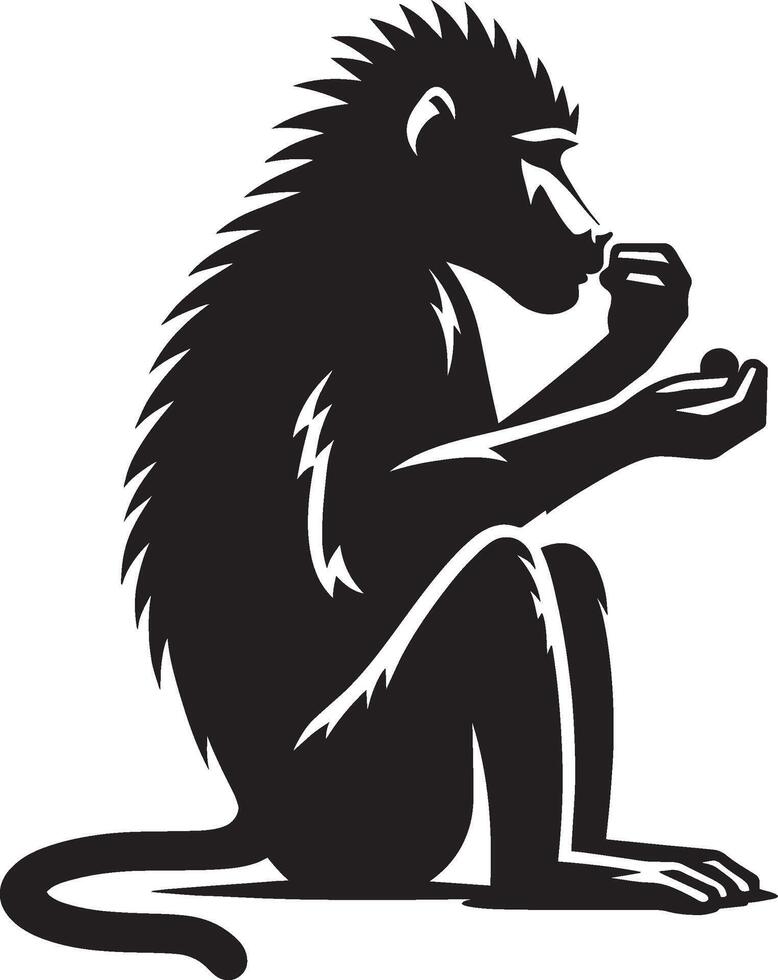 Baboon Monkey Silhouette Standing on White Background vector