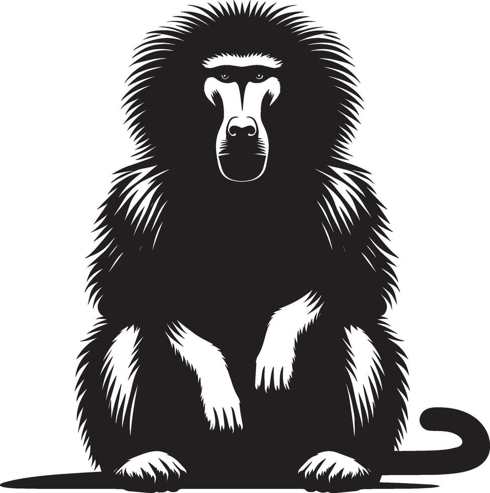 Baboon Monkey Silhouette Isolated Against a White Background vector