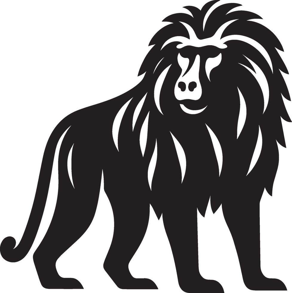 Baboon Monkey Silhouette Isolated on White Surface vector