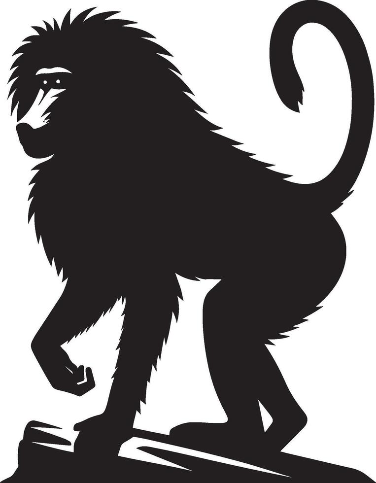 Baboon Monkey Animal Silhouette Clean on White Background vector