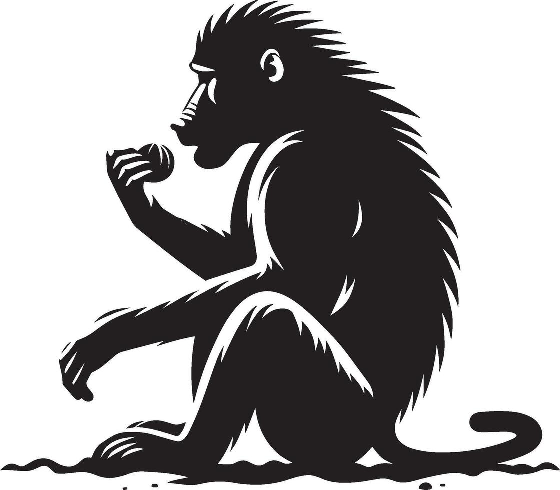 Baboon Monkey Silhouette Isolated on Crisp White Background vector