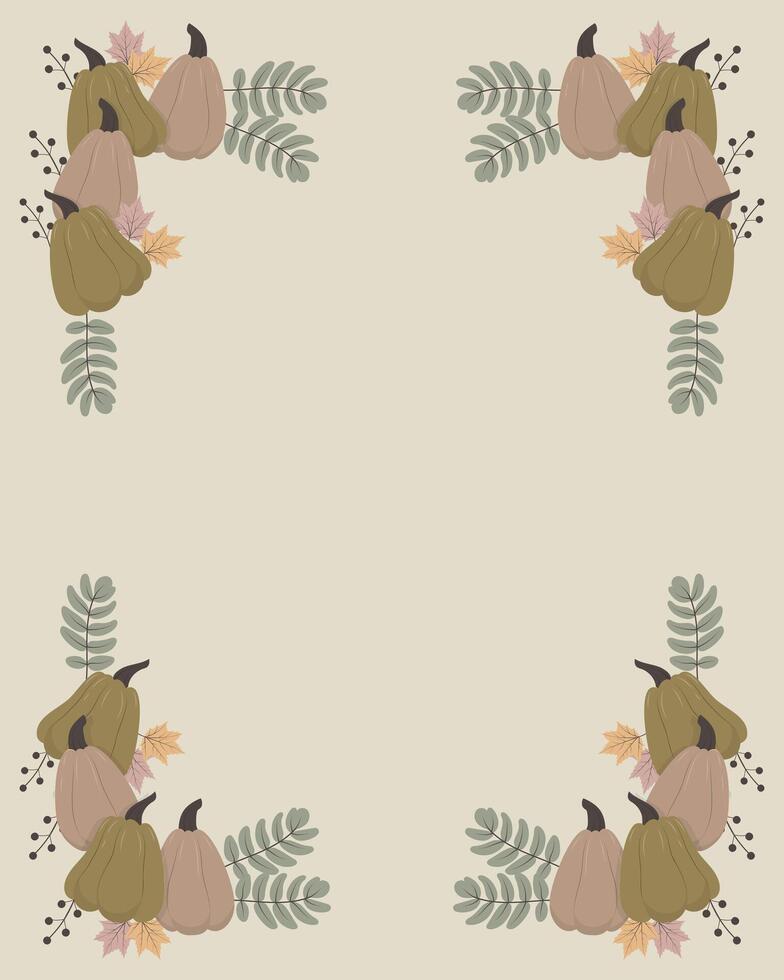 Vertical autumn frame in neutral colors vector