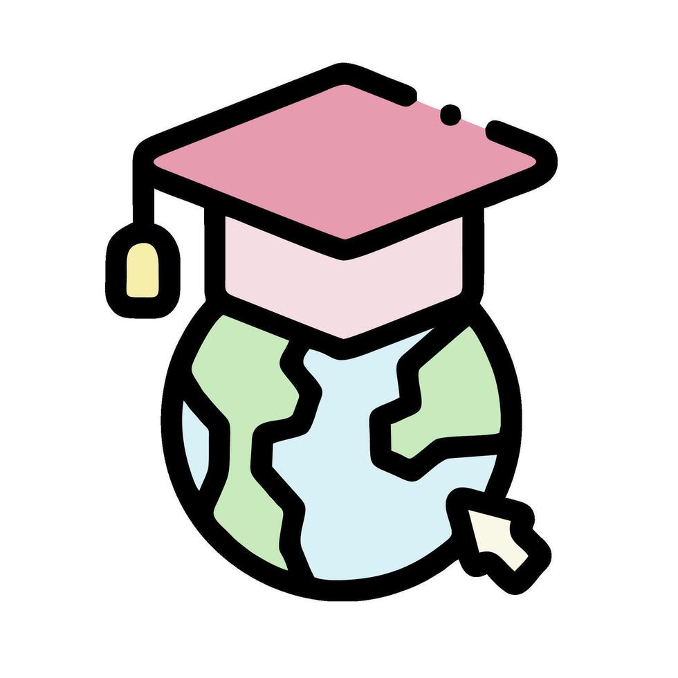 a globe with a graduation cap on it vector