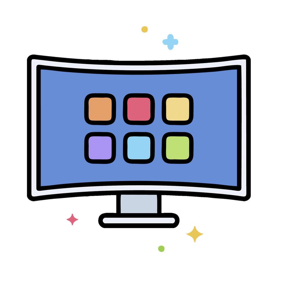 a computer monitor with colorful squares on it vector
