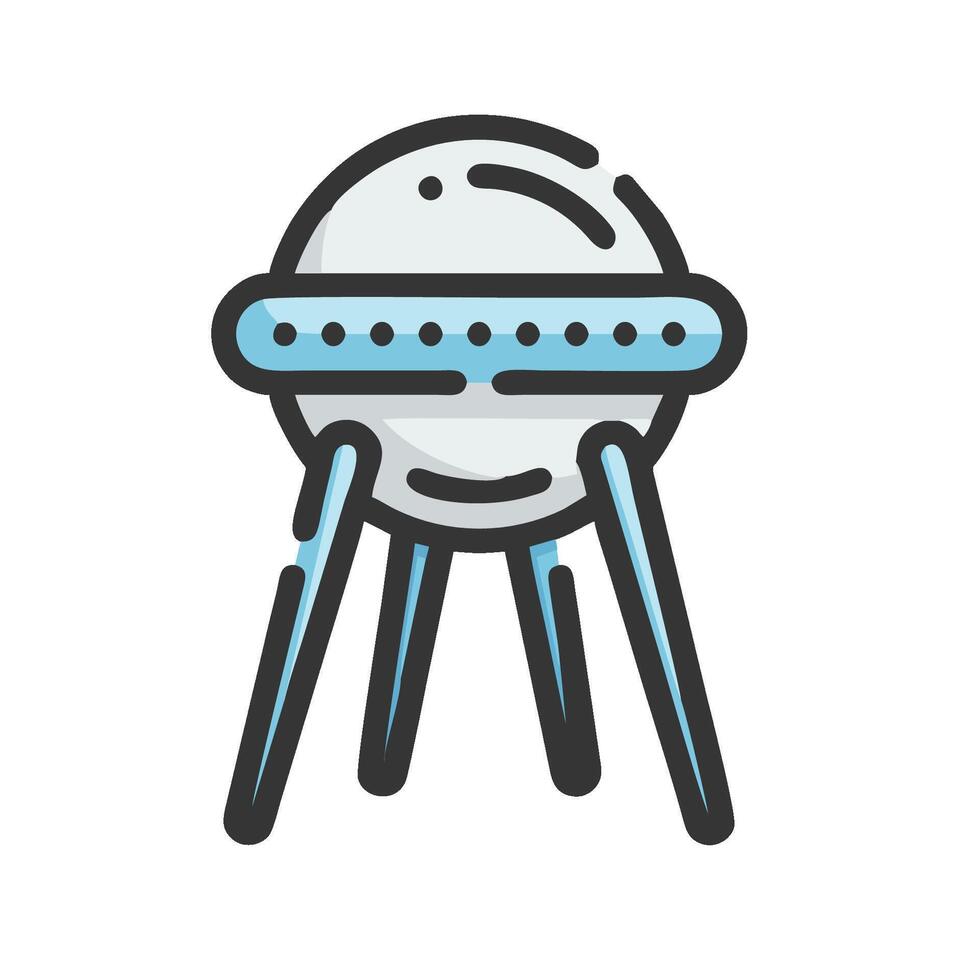 an illustration of a flying saucer on a table vector