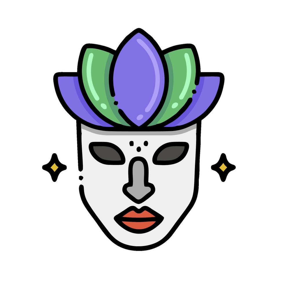 a mask with purple flowers on it vector