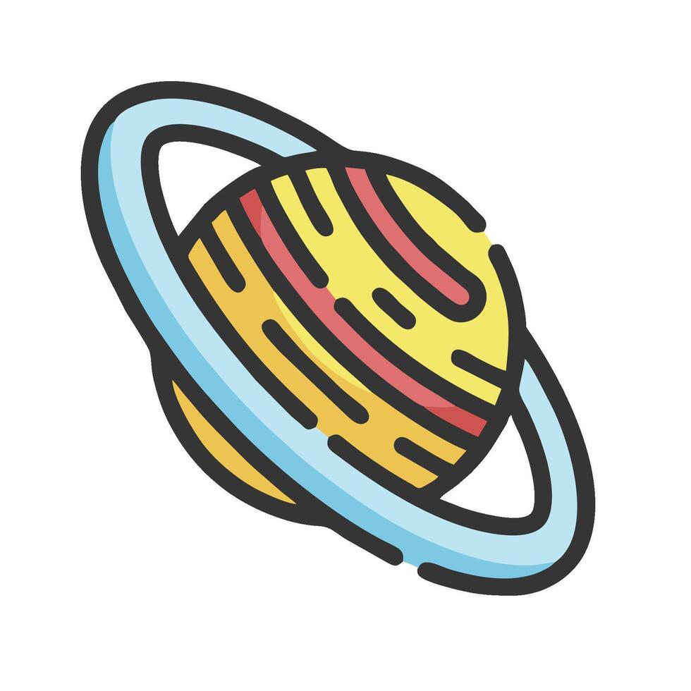 planet saturn flat line icon vector