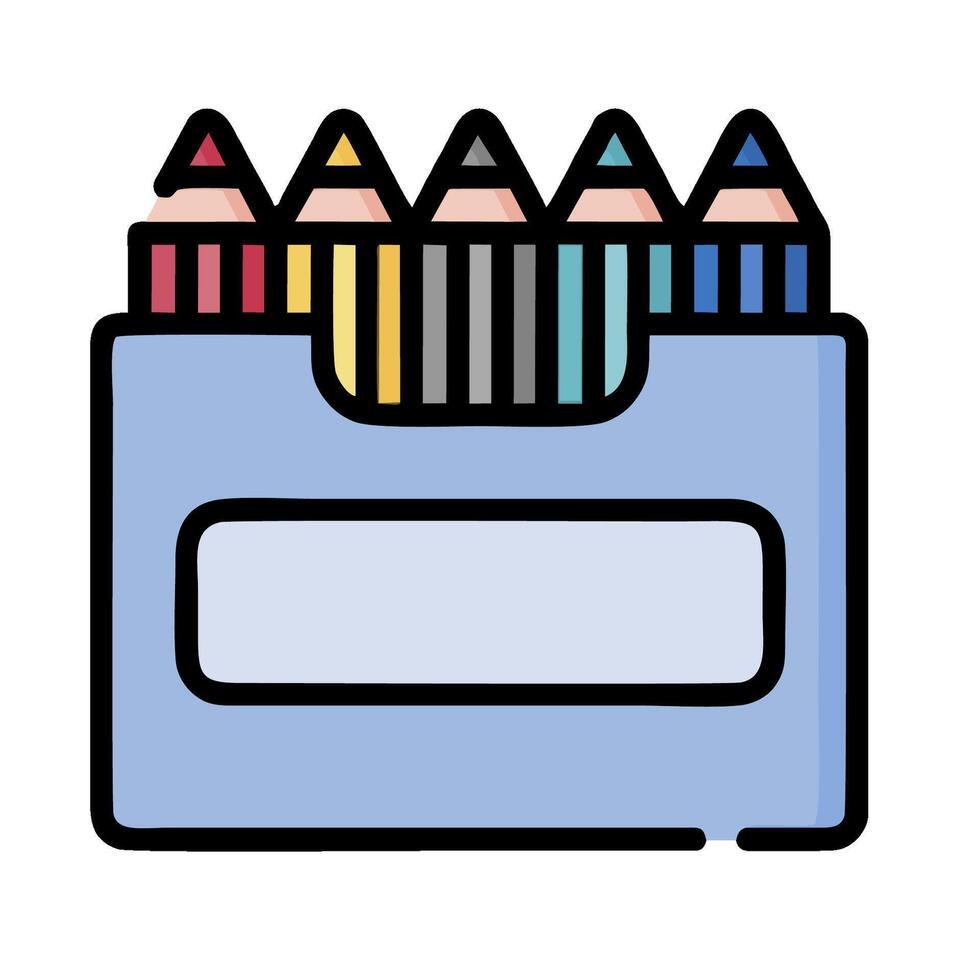 color pencils in a box icon illustration vector