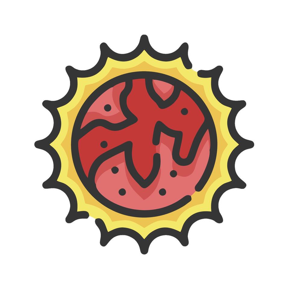 a red sun with a black spot on it vector