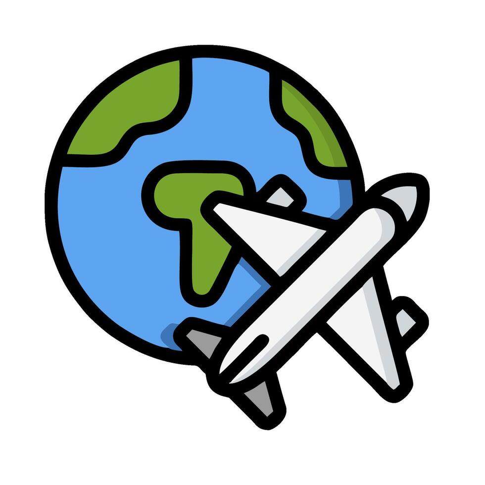 airplane flying around the earth illustration vector