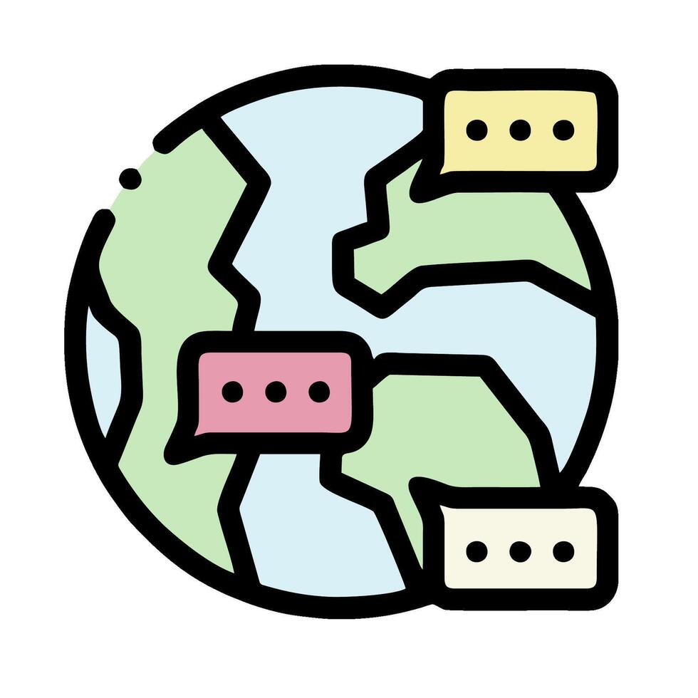 a globe with speech bubbles around it vector