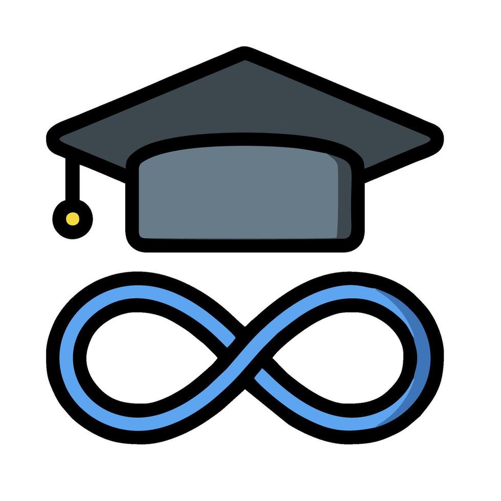 an infinity symbol and a graduation cap vector