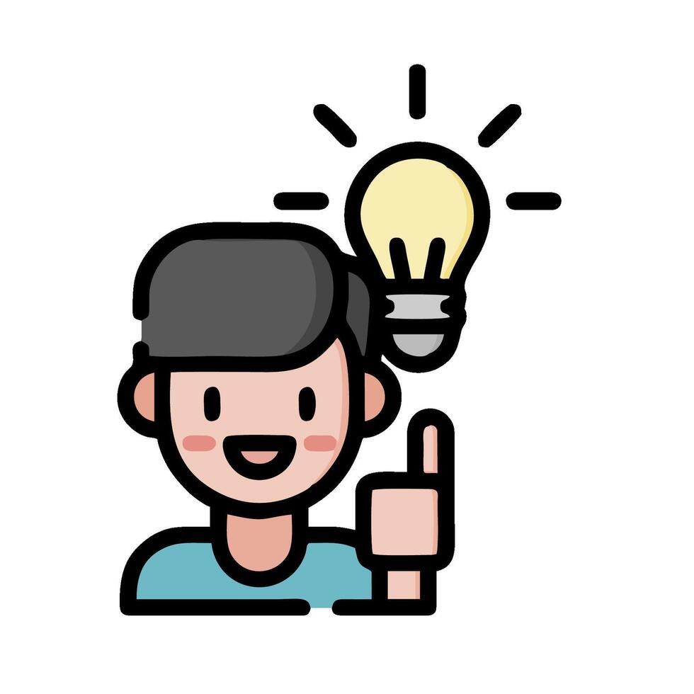a man with an idea light bulb above his head vector