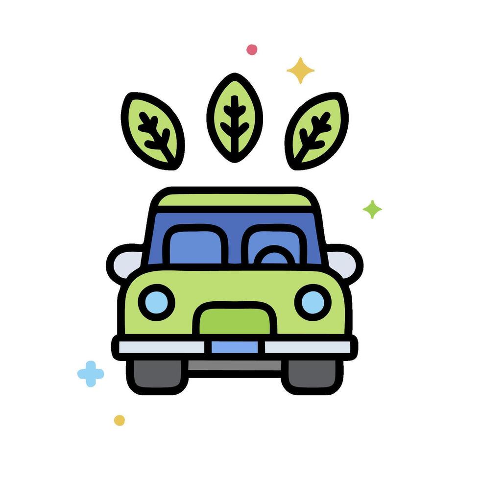 a car with leaves on it and stars vector
