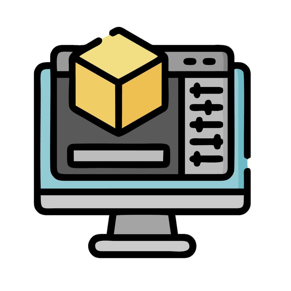 a computer with a box on it vector