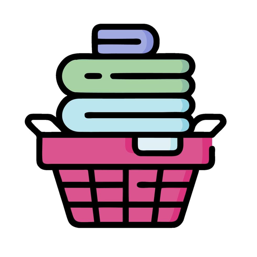 a basket with laundry in it on a white background vector